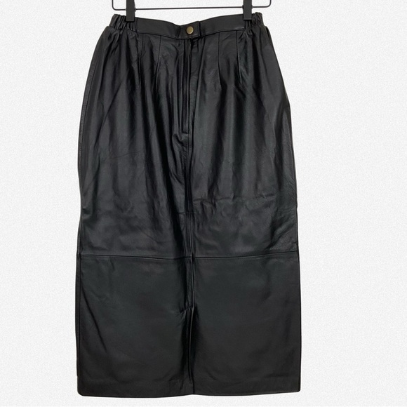 Vintage Avanti Black Leather Pencil Skirt waist size 23”-26” - Picture 6 of 11